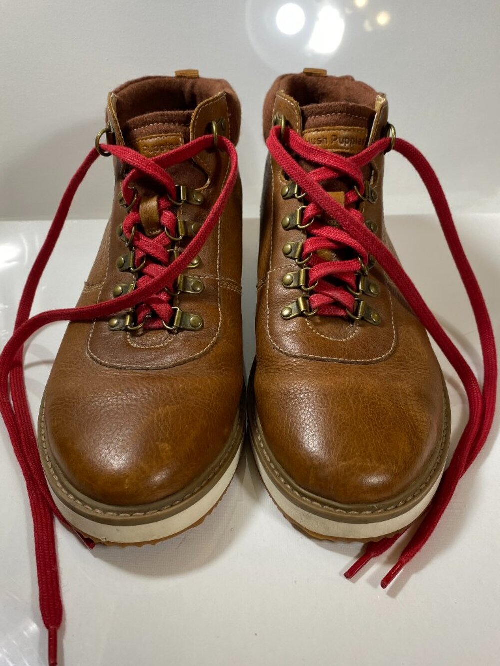 HUSH PUPPIES Bounce Plus Heath Hiker Boots Brown Leather Men's Sz 9.5 Comfort